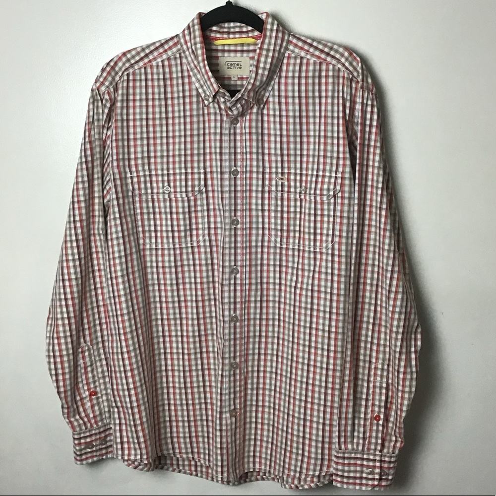 Camel Active brown red plaid l/s button down. L